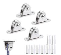 Lot de 4 poulies de renvoi en métal avec roulement duplex, poulie de câble avec roulement à billes, poulie pour poulie sur pied, poulie pour cordes, avec 8 vis et 8 manchons en plastique blanc