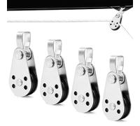 Lot de 4 poulies de renvoi pour cordes, câble en acier inoxydable, pour cordes de 2 mm à 8 mm, poulie de déviation, treuil oscillant, convient pour voiliers, yachts, bateaux, voiles d'ombrage, fitness