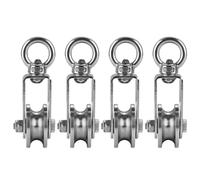 Lot de 4 poulies pivotantes en acier pour rangement logistique - Bloc de levage sécurisé et stable
