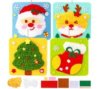 Lot de 4 poupées à broder DIY - Kit de couture éducatif - En feutre animal - Avec autocollants - Pour la couture des animaux en feutre - Pour débutants