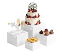 Lot de 4 Presentoir Aperitif Buffet Cube, Presentoir Gateau en PVC | Support Gateau pour Traiteur, Dessert, Bijoux, Bonbons, Aliments (Cube, 4pcs)