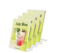 Lot de 4 Présentoir de Table Incliné A4 Support Feuille en Acrylique Transparent Support Menu Feuille Présentoirs à Affiche Porte Affiche A4 pour Menu Bureau Hôtel Restaurants Mariage