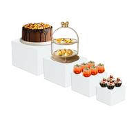 Lot de 4 Présentoirs à Dessert en Acrylique Blanc, Presentoir Aperitif Buffet Presentoir a Gateau Présentoir Buffet Traiteur Mariage pour Traiteur, Dessert, Bijoux, Figurines, Bonbons