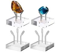 Lot de 4 présentoirs en acrylique transparent avec 4 pièces métalliques en acier inoxydable transparent pour une utilisation durable avec une durabilité appropriée et cohérente (4 x 4 x 1 cm)