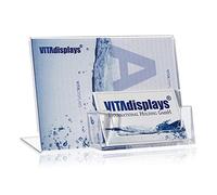 Lot de 4 présentoirs publicitaires DIN A6 en format paysage - Support en L avec porte-cartes de visite supplémentaire - En Plexiglas d'origine