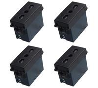 Lot de 4 prises bipasses bivalentes 2P+T 10/16A, compatible avec Vimar Arke, couleur noire