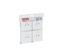 Lot de 4 prises de courant 2P+T 16A complet - Mosaic - Blanc -