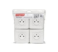 Lot de 4 prises de courant Surface Mosaic blanc complet avec plaque LEGRAND