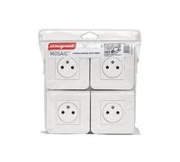 Lot de 4 prises de courant Surface Mosaic blanc complet avec plaque LEGRAND