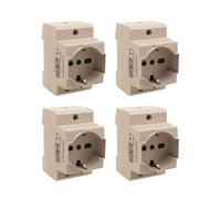 Lot de 4 prises modulaires universelles P40, Schuko + Bipasso italien, 10/16 A AC 220 V, 2,5 modules barre DIN, IP20 IEC60884
