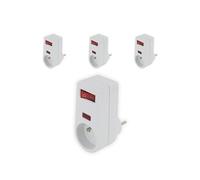 Lot de 4 prises parafoudres 1x16A 3500W 250V - Blanc - On/Off - Chacon