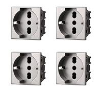 Lot de 4 prises Schuko connecteurs electriques compatibles avec Bticino Axolute (gris)