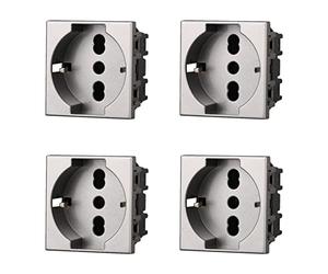 Lot de 4 prises Schuko connecteurs electriques compatibles avec Bticino Axolute (gris)