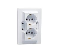 Lot de 4 prises Schuko encastrées avec contact de protection IP20 (5403 blanc)