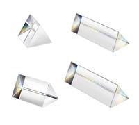 Lot de 4 prismes triangulaires en verre optique en cristal, largeur 25 mm, prisme arc-en-ciel, prisme triangulaire en cristal K9, lentille transparente pour la physique du spectre lumineux, photo
