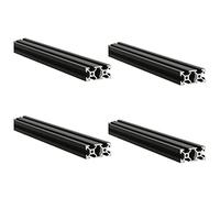 Lot de 4 profilés d'extrusion en aluminium 2040 - Noir - Norme européenne - Rail linéaire en aluminium 2040 - Pour imprimante 3D - Établi CNC (200 mm)