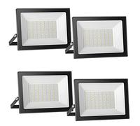 Lot de 4 Projecteur LED 100W 10000LM, Blanc Chaud 3000K Super Lumineux, Spot Extérieur, Lumière de Sécurité IP65 Étanche Verre Trempé à Grain Fin, Floodlight pour Entrée Terrasse Square Usine