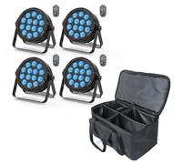 Lot de 4 projecteurs LED 84 W avec sac, RGBW DMX512 par LED, éclairage de scène avec télécommande, éclairage de fête disco pour scène DJ KTV Show Bar Halloween Noël