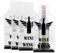 Lot de 4 protecteurs de bouteille de vin réutilisables à double couche pour voyage, anti-fuite, protection pour bouteille de vin pour voyage, valise, bagages (motif ailes)