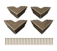 Lot de 4 protections d'angle en bronze antique, coins décoratifs en métal pour protection des bords de meubles vintage, supports à angle droit en fer avec vis pour renforcer les caisses en bois et les