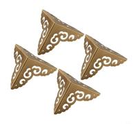 Lot de 4 protections d'angle en laiton antique pour boîtes et meubles en bois - Couvertures d'angle décoratives vintage de 6,5 cm avec motif nuages de bon augure