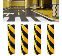 Lot de 4 Protections de Bord de Porte de Garage Autocollantes, Profil en EVA avec Rayures Noires et Jaunes, pour Places de Stationnement, Garages et Angles de Mur