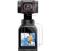 Lot de 4 protections d'écran pour DJI Pocket 2, PCTC 0,3 mm Dureté 9H Verre trempé ultra transparent + film protecteur d'objectif Couverture complète bord à bord pour caméra d'action DJI Osmo Pocket 2