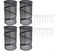 Lot de 4 protections pour plantes avec maille et cadre en acier, protège contre les lapins, les cerfs et les poulets, comprend des piquets pour plus de stabilité (4 pièces) noirs