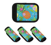 Lot de 4 protections pour poignée de bagage - Tendance - Pour l'été - Fruits - Ananas - Citron - Bleu citron, mode été fruit ananas citron bleu, 1 sizex4