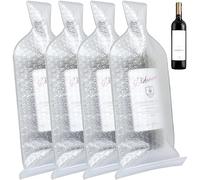 Lot de 4 protections réutilisables pour bouteille de vin avec double doublure à bulles pour avion, voyage, transport, boîtes d'expédition de sécurité