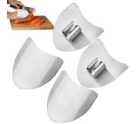 Lot de 4 protège-doigts réglables en acier inoxydable - Outil de sécurité multifonction pour la cuisine - Idéal pour trancher les concombres, tomates, fruits, viandes et légumes en toute sécurité sans