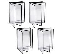 Lot de 4 protège-menus transparents de 21,6 x 27,9 cm - 4 pages 8 vues pour menu de restaurant avec film de protection transparent pour papier format A4