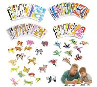 Lot de 4 Puzzles 3D pour Enfants - Kits de Bricolage en Papier sur Le thème des Animaux, des Dinosaures, Insectes et Avions |.25 modèles Uniques pour Le Plaisir créatif et l'apprentissage -