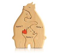 Lot de 4 puzzles en bois de la famille des ours, décoration en bois à écrire soi-même avec stylo, puzzle familial en bois à poser, cadeaux de famille, figurines en bois à faire soi-même