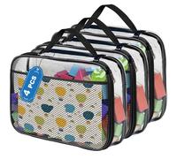 Lot de 4 PVC Sac de Rangement Jouet, Sacs à Jouets pour Enfants, avec Fermeture éclair, pour Enfants, Jouets de Bain, Puzzles, Blocs de Construction, (Noir, 30x6.6x23cm)