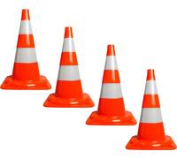 lot de 4 pylônes 50cm, cônes d'avertissement, 4 cônes de circulation pour délimiter les aires de stationnement, cônes d'avertissement, cônes, cônes de marquage, [orange-blanc] - Pylônes réfléchissants