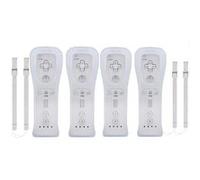 Lot de 4 manettes Wii avec étui en silicone et dragonne, télécommande Wii pour Wii/Wii U - Blanc