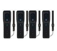 Lot de 4 manettes Wii avec étui en silicone et dragonne, télécommande Wii pour Wii/Wii U - Noir