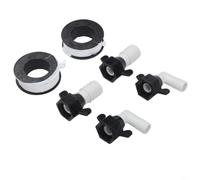 Lot de 4 raccords de pompe à eau pour camping-car NPT vers coude ardillon et kit d'adaptateur pivotant droit avec ruban d'étanchéité fileté pour raccord de tuyau d'évier de caravane en nylon blanc (A)