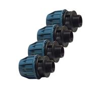 Lot de 4 raccords de serrage en polypropylène - 32 mm x 1" - Filetage extérieur - Pression de 16 bars - Raccord de tuyau en polyéthylène noir/bleu - Pour eau potable (DVGW/KIWA/WRAS/SVGW) (32 mm x 1