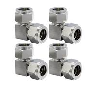 Lot de 4 raccords de tube avec double écrou sécurisé - Connecteur coudé à compression pour systèmes de canalisation, raccord de compression de ligne de laboratoire