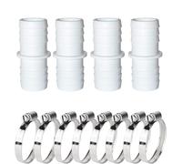 Lot de 4 raccords de tuyau pour tuyau de piscine de 32 mm de diamètre-Avec 8 colliers de serrage en acier inoxydable-Adaptateur de tuyau de piscine-Douille pour piscine hors sol et pompe