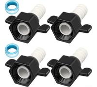 Lot de 4 raccords d'eau droits pivotants pour camping-car, adaptateur cannelé en nylon de 5,1 cm avec ruban d'étanchéité fileté, connecteur rotatif à 360 degrés pour systèmes de plomberie de caravane