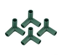 Lot de 4 raccords en plastique vert pour tubes de 16 mm, joints de cadre à 5 voies pour construire des auvents de serre et des structures de support de plantes, lot de 4 (angle droit 3 voies)