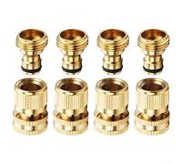 Lot de 4 raccords rapides 3/4 en laiton pour tuyau d'arrosage avec raccords femelles et mâles pour une fixation et une utilisation fiables de tuyau d'extérieur