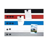 Lot de 4 rails d'affichage aimantés et autocollants pour bureau - Avec aimants - Pour photos, documents, notes - 50 cm ou 100 cm de long - Acier inoxydable, Noir, 50 cm Länge