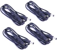 Lot de 4 rallonges d'alimentation mâles vers femelles - Noir - 2 m - Fiche d'alimentation - Fiche creuse - Câble d'extension d'alimentation 2,5 mm x 5,5 mm