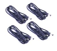 Lot de 4 rallonges d'alimentation mâles vers femelles - Noir - 2 m - Fiche d'alimentation - Fiche creuse - Câble d'extension d'alimentation 2,5 mm x 5,5 mm