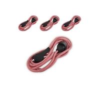 - Lot de 4 rallonges textile fiche plate - 3m - prise terre - Blanc et Rouge