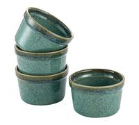 Lot de 4 ramequins à soufflés pour crème brûlée de 175 ml, petits plats de cuisson en porcelaine, mini cocottes pour délicieux wurzfleisch, ragoût fin et pudding, vert brillant
